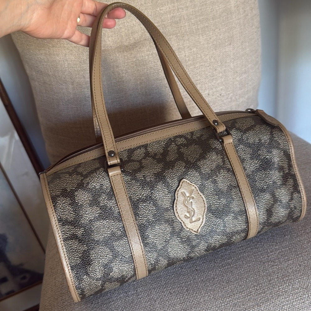 Vintage Yves Saint Laurent Giraffe Papillon Bag | Top Handle YSL Canvas - Picture 2 of 9
